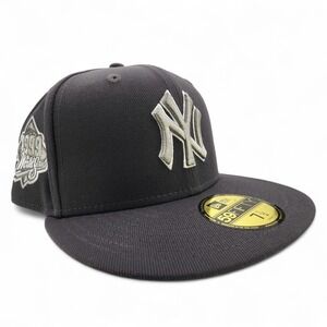 New York Yankees Dark Graphite 59Fifty Sz 7 1/2 Fitted Hat 1999 World Series NEW